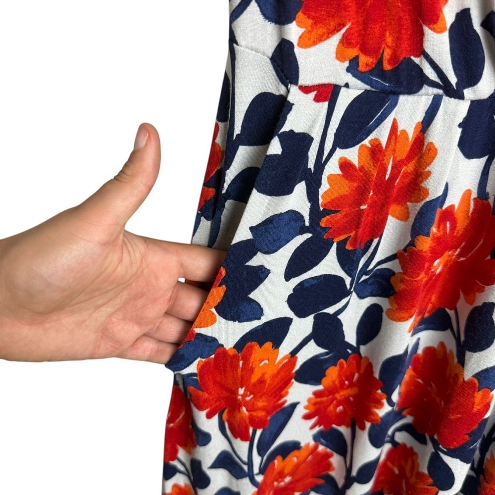 Garnet Hill Floral Print Sleeveless V Neck Dress Midi Length Size XS Sundress - Picture 4 of 9